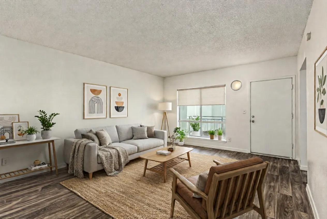 Virtually staged living area at The Forté Apartments.