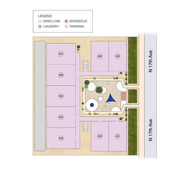 Overhead view of Floor 2 showing unit locations